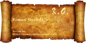 Komsa Oszkár névjegykártya